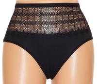 Majtki damskie bawełniane HAN-YZ0019 koronka wysoki stan czarne