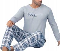Męska piżama bawełniana długi rękaw długie spodnie wygodna