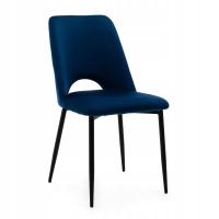 KRZESŁO TAPICEROWANE WELUROWE DO SALONU JADALNI GLAMOUR GRANATOWE ORO