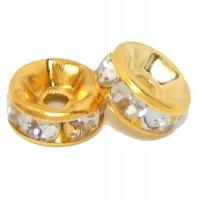 Przekładka z cyrkoniami 8mm CRYSTAL GOLD 10sztuk przekładki do bransoletki