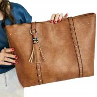 Женская сумка коричневая большая эко кожа вместительная A4 шоппер на плечо брелок