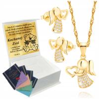 Złoty Komplet Biżuterii Dla Dziecka Kolczyki Aniołki 925 UPOMINEK GRATIS