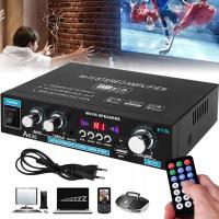 Wzmacniacz audio czarny Bluetooth 5.0 2.0-kanałowy 40 W + 40 W z pilotem