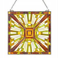 VEVOR Panel Witrażowy 50,1x52,7CM Wisząca Prostokątna Z Łańcuchem I Hakiem