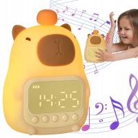 BUDZIK ZEGAR ALARM LAMPKA NOCNA DLA DZIECI KAPIBARA LED RGB SILIKONOWA USB