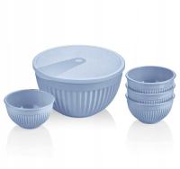 Zestaw 5 MISEK miseczek MISKA 11x19 i 6x10,5 do SAŁATEK błękit 2l i 4x250ml