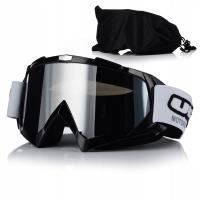GOGLE MOTOCYKLOWE UNIT CZARNE LUSTRZANA SZYBA NA MOTOR CROSS QUAD ATV