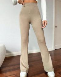 BEŻOWE SPODNIE SZEROKA NOGAWKA DZWONY WYSOKI STAN SPORTOWE SHEIN 38