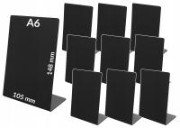 10 x Cenówki CZARNE KREDOWE HoReCa STOJAK Prezenter kredowy A6 pion