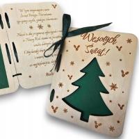 KARTKA DREWNIANA PERSONALIZOWANA NA ŚWIĘTA WESOŁYCH ŚWIĄT + KOPERTA