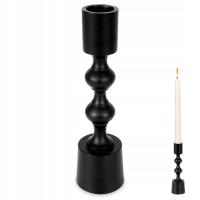 Świecznik METALOWY czarny stojak na długą świeczkę stół dekoracyjny 16,5 cm