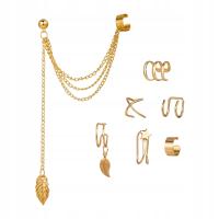 7 szt. kolczyków z klipsem do uszu, ozdoba geometryczna, liść, gwiazda, mod