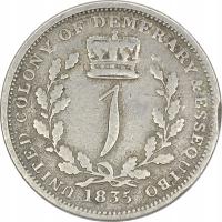 8.ESSEQUIBO i DEMERARY, 1 GUILDER 1835 rzadsza