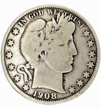 USA - Barber Half Dollar - 1908 O - jakość Fine