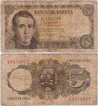 Hiszpania, 5 Pesetas 1951 Pick 140a