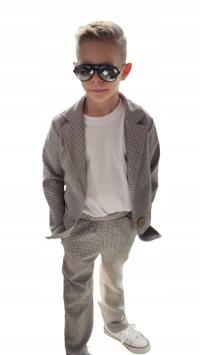 Garnitur chłopięcy pepitka beż r. 116/122 BK