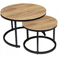 Журнальные столики круглый стол набор лофт дуб ремесло 2в1