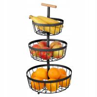КОРЗИНА ДЛЯ ФРУКТОВ, ОВОЩЕЙ, МЕТАЛЛИЧЕСКИЙ ОРГАНАЙЗЕР, ЧЕРНЫЙ, 3 УРОВНЯ