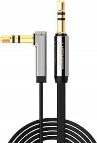 Kątowy kabel mini jack 3,5mm AUX UGREEN płaski 1m (czarny)