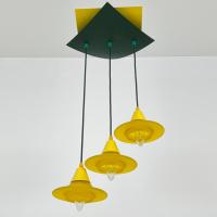 Wisząca lampa z kolorowego szkła 36x36x65 cm