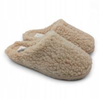 Kapcie damskie z wełny owczej IRE SHOES beżowe ciepłe miękkie