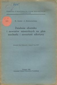 NAWOZY A PLON MACHORKI I ZAWARTOŚĆ NIKOTYNY 1930