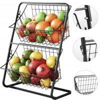 Двухъярусная корзина для фруктов и овощей, черный кухонный органайзер