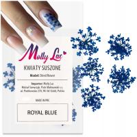 Suszone kwiatki do paznokci Royal Blue Niebieskie kwiaty do zdobień MollyLa