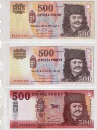 3 x 500 forint WĘGRY 2006, 2013, 2018