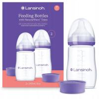 LANSINOH BUTELKA 2w1 POJEMNIK 2x 240ml Antykolka Smoczek Średni 2-pack