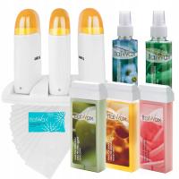 ItalWax Zestaw do depilacji PODGRZEWACZ TRIO 3x wosk w rolce 100ml + PASKI
