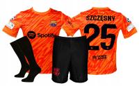 SZCZĘSNY BARCELONA (S) strój koszulka spodenki + getry POMARAŃCZ roz. 152