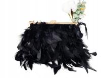 Cudna czarna torebka wieczorowa z piórami wizytowa koktajlowa bankiet