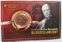 KARDYNAŁ WYSZYŃSKI - MATKA BOŻA- MONETA MENNICZA PATEROWANA ZŁOTEM BLISTER