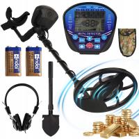 DETEKTOR METALU Z ŁOPATĄ WYKRYWACZ METALI 5 PROGRAMÓW LCD CEWKA WODOODPORNA