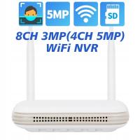 Wi-Fi NVR 8CH 3MP (4CH 5MP) Rejestrator wideo iCSee Wykrywanie twarzy P2P H.265+