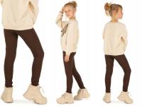 OCIEPLANE getry, klasyczne leginsy, produkt polski - CZEKOLADOWY