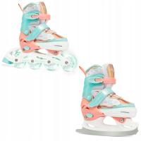 Rolki Łyżwy figurowe 2w1 Regulowane RAVEN Isla Orange/Mint Kółka LED