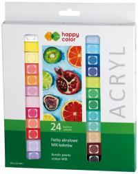 ZESTAW Farb AKRYLOWYCH 24 kolory x 12 ml HAPPY COLOR do PRAC ARTYSTYCZNYCH