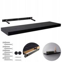 PÓŁKA WISZĄCA ŚCIENNA NA KSIĄŻKI SAMOWISZĄCA 80 CM HYLLY CZARNE DREWNO MDF