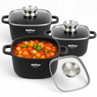 НАБОР МРАМОРНЫХ КАСТРЮЛЬ КВАДРАТНЫЙ ИНДУКЦИОННЫЙ ГАЗОВЫЙ НАБОР КАСТРЮЛЬ 6 ELE