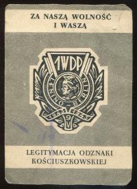 LEGITYMACJA - Odznaka 1 Warszawska Dywizja Piechoty im. T.Kościuszki 1947