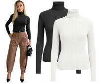 2 x Женская водолазка облегающая эластичная ребристая водолазка 2 pak WERA