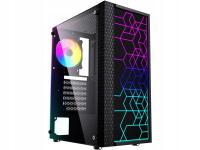 ЧЕРНЫЙ ИГРОВОЙ КОРПУС КРАСОЧНАЯ ПОДСВЕТКА RGB ВЕНТИЛЯТОР ОКНА ATX