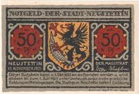 Banknot, Niemcy, Neustettin, 50 Pfennig, Batiment,