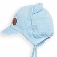 Летняя кепка из муслина с козырьком синего цвета 48-50