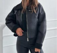 Kożuszek,kurtka, krótka damska, zima, HIT ECOSKÓRKA, CZARNY tu M/L