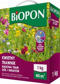 Mieszanka nasion traw, ziół i kwiatów Biopon Kwietny trawnik 1kg