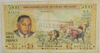19.Madagaskar, 5 000 Franków 1966 rzadki, St.3+