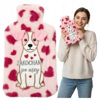 Termofor dla ZAKOCHANYCH na wodę dla dzieci pluszowy PUSZYSTY OGRZEWACZ 2L